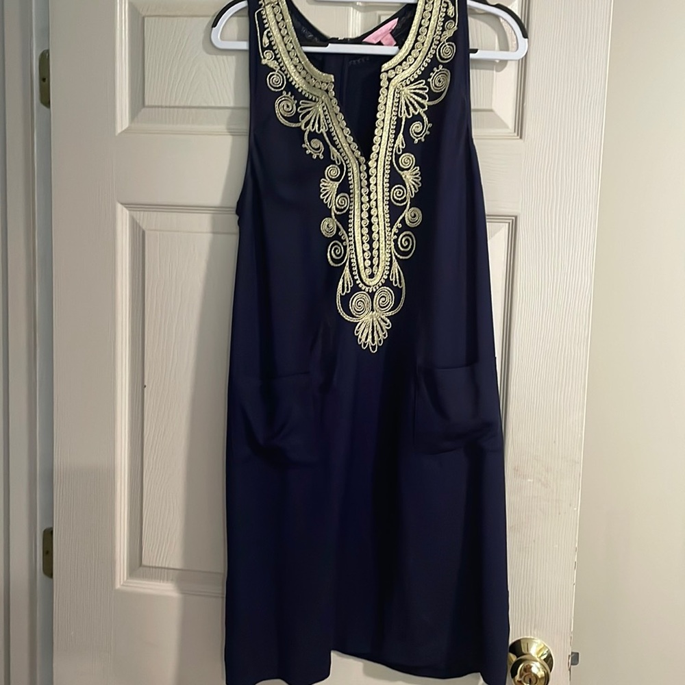 Lily Pulitzer Navy and Gold dress